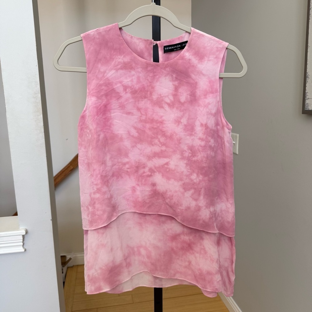 Generation Love Pink Sleeveless Layered Top, Size Small